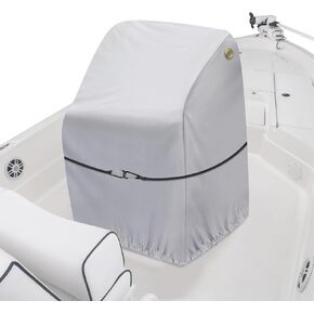 Boat Center Console Cover, 900D Waterproof Center Console Cover for Boat with Windproof Elastic Strap, Heavy Duty Marine Grade Polyester Boat Console Cover, Gray, 44" L x 34" W x 60" H