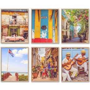 Set of 6 -Vintage Cuba Photography Photographic Prints, Set of 6, Unframed, Cuban Havana Wall Art Decor Poster Sign, 5x7 Inches