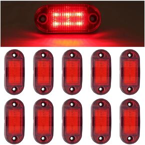 10PCS 2.5 Inch Trailer LED Side Marker Light, 12V Truck IP68 Waterproof 2 Diode Oval Trailer Running Clearance Lights, Exterior Marker Lights Accessories