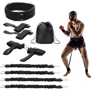 Boxing Resistance Bands, Leg Strength and Agility Speed Resistance Bands Trainer Exercise Power Punch Pro for MMA, Karate Combat, Boxing Basketball Football Training Equipment