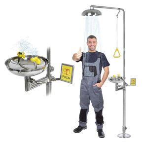 AIWFL Combination Eye Wash Shower Station Emergency Eyewash Stations OSHA Approved SS304 Safety Shower with Eyewash for First Aid