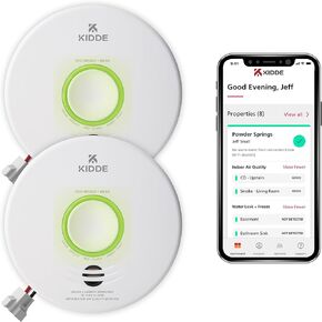 Kidde Smart Smoke & Carbon Monoxide Detector & Indoor Air Quality Monitor, WiFi, Alexa Compatible Device, Hardwired w/Battery Backup, Voice & App Alerts, 2 Pack