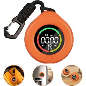 MOES Portable Carbon Monoxide Detector [3-in-1], Travel CO Detectors Air Quality Monitor, Mini Size Temperature/Humidity/CO Gas, Alarm Sensor for Outdoor Camping, RV Car Indoor (Orange)