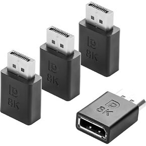 CERRXIAN 8K DisplayPort to DisplayPort Adapter, DP Male to Female Extension Cable Converter with 8K@60Hz, 4K@120Hz for Desktop Hosts,Laptops, Monitors,High-Definition TV etc - 4Pack