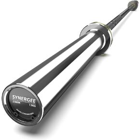 Synergee Open 15kg and 20kg Black Phosphate and Chrome Olympic Barbell. Rated 1000lbs for Weightlifting and Powerlifting.