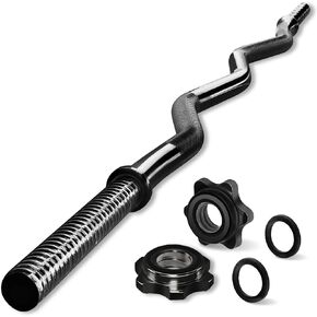 Yes4All 480LB Standard Straight Barbell 60", Weight Bar 1" Diameter - Star Lock Collars & Rubber Ring for Deadlifts, Squats