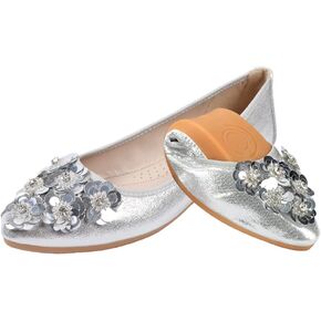 Women's Ballet Flats Foldable Casual Sparkly Rhinestone Wedding Ballerina Shoes Comfort Slip on Walking Flat Shoes