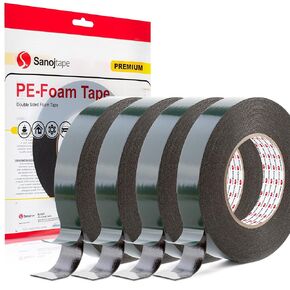 شريط تثبيت أسود عالي التحمل من Sanojtape مقاس 0.98 بوصة × 33 قدمًا. شريط ميجا رول قوي مزدوج الجوانب، شريط تثبيت دائم مثالي للسيارات، والقوالب، وLED، ومتعدد الأغراض