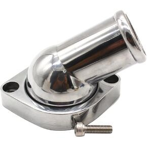 1 PC SHLPDFM Chrome plated Polished aluminum 45° water neck WITH thermostat housing Fits for Ls1, Ls2, Ls3, Ls7, Ls9, Lsa, L76, L92 Chevy (gm) Engines Fits 4.8 L, 5.3 L & 6.0 L Engines