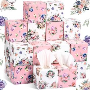 24 Packs Facial Tissues Bulk 1920 Sheets Tissues Cube Soft Paper Tissue Boxes Colorful Tissues Cube Boxes, 80 Tissues Per Box for Car Household School Family Office Travel (Floral)