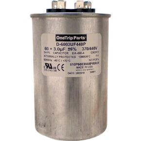 USA Run Capacitor 60+3 UF 60/3 MFD 370 VAC / 440 VAC 2-1/2 Inch Round Heavy Duty