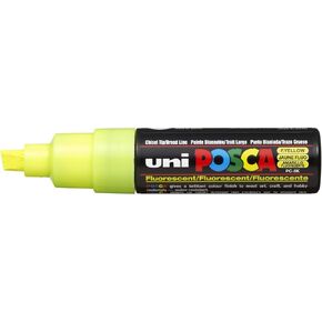 UNI POSCA PC-8K CHISEL TIP MARKER PEN- FLUORESCENT YELLOW (BOX OF 6)