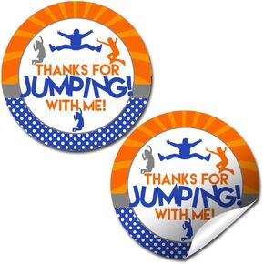 Jump Zone Trampoline Park Birthday Party Sticker Labels, 40 2" Party Circle Stickers by AmandaCreation, Great for Party Favors, Envelope Seals & Goodie Bags