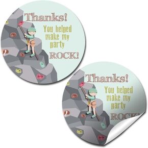 Rock Climbing Birthday Party Thank You Sticker Labels, 40 2" Party Circle Stickers by AmandaCreation, Great for Party Favors, Envelope Seals & Goodie Bags