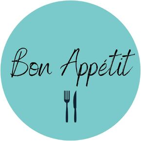 Bon Appetit Stickers Roll | 1.5 inch | Waterproof | 500 Labels for Food Service and Catering Business, Bakery Packaging | Mint Background with Black Hand-Brushed Font Design