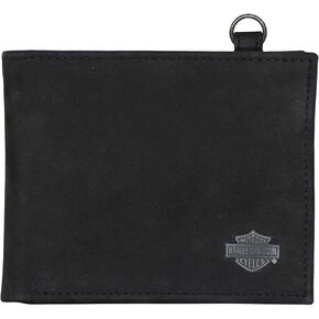Harley-Davidson Men's B&S Bi-Fold Leather Wallet w/RFID Protection - Black