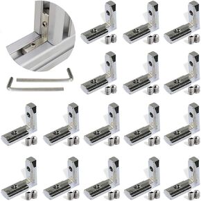 20pcs 2020 Series Europe Standard Aluminum Profile T Slot 6mm Inner Bracket Joint with Screws, 2pcs of Wrench