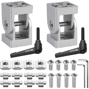 JiGiU 4 Pcs Die-Cast Zinc Alloy Pivot Joint for 3030 Series Joint Aluminium Profile Extrusion, 180° Adjustable Corner Connector Brackets Angle Mounting Brackets with Lever and Mounting Accessories