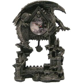 DWK Dragon Vintage Pendulum Clock | Victorian Halloween Decor | Witchy Decor Gothic Home Decorative Desk Accessories | Dragon Home Decor Small Table Clocks - 13"