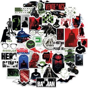 The Batman Sticker Pack Die Cut Vinyl Large Deluxe Stickers Variety Pack - Laptop, Water Bottle, Scrapbooking, Tablet, Skateboard, Indoor/Outdoor - Set of 50
