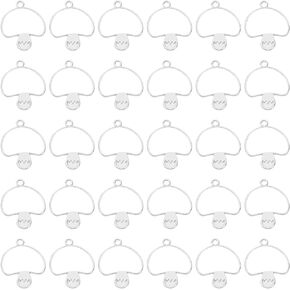 PATIKIL 30pcs Open Bezels, Resin Bezels Pendants Mushroom Open Back Bezels Alloy Frame Bulk for Resin Jewelry Making Earring