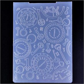 Clock Key Number Plastic Embossing Folders for Card Making Scrapbooking and Other Paper Crafts 22052518