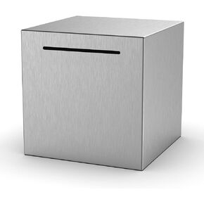 Adults Piggy Bank, Stainless Steel Piggy Bank,Must Break to Open, Money Saving Box (Silver, 4.72in)