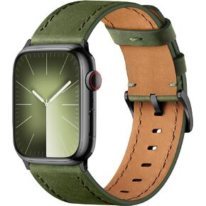 Vintage Leather Band Compatible with Apple Watch Band 44mm 45mm 49mm 42mm 41mm 40mm 38mm Men Women, Top Grain Genuine Leather Watch Strap for iWatch Series 9 8 7 6 5 4 3 2 1 SE Ultra/Ultra 2