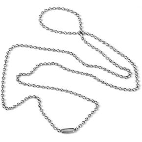 NW Pure Titanium Bead Chain Necklace, Adjustable Jewelry Chain, Small Bead Ball Chain Necklace, With Gift Box (2.0-4.0mm Beads , 18- 30 inch) (2.0mm 30" gunmetal)