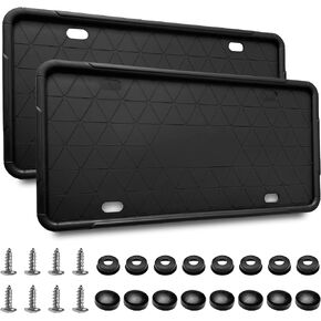 Superior Silicone License Plate Frames, 2 Pack Universal US Car Licence Plate Covers, Rust-Proof, Rattle-Proof,License Plate Bracket Holder(Black).