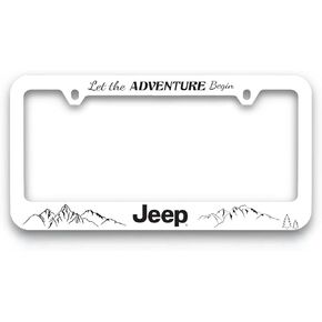 Jeep Black Plastic License Plate Frame Holder - Let The Adventure Begin