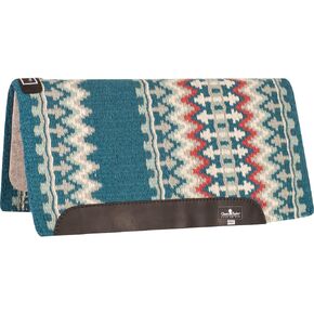 Classic Equine Classic Wool Top Saddle Pad, 3/4-inch Thick, Ocean Blue-Cream, 32-inch x 34-inch