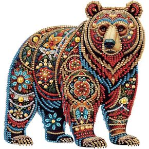 Stalente Diamond Painting Kits for Adults Brown Bear, 5D Special Shape Diamond Art Kits for Beginners, Crystal Rhinestones Diamond Painting for Home Wall Decoration Gift 12×12inch, Animal
