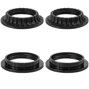 DiCUNO Lamp Shade Rings, E26 Light Socket Collar Ring, Black Threaded Reducer 1-3/8 Inches (34mm) and 1-1/2 Inch (39mm), Hanging Lamp Holder Parts, (34mm * 2pcs; 39mm * 2pcs)