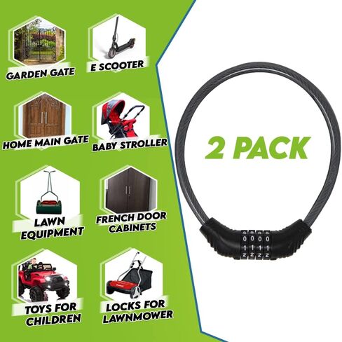 Urban August Original Fridge Lock: Multi-Functional Cable Combination Lock, for French-Door Refrigerators and Cabinets (Small, Black 2 Pack) in Saudi Arabia