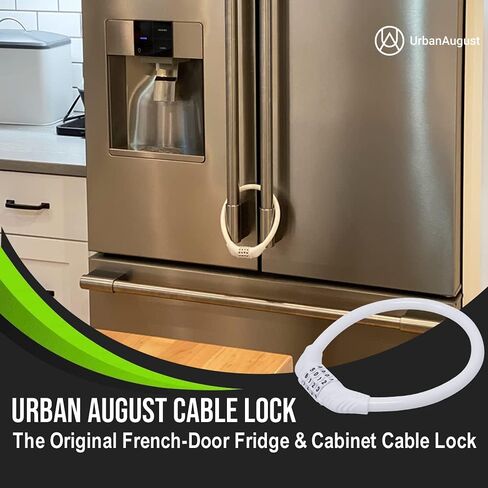 Urban August Original Fridge Lock: Multi-Functional Cable Combination Lock, for French-Door Refrigerators and Cabinets (Small, Black 2 Pack) in Saudi Arabia