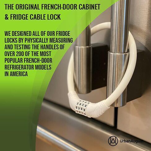 Urban August Original Fridge Lock: Multi-Functional Cable Combination Lock, for French-Door Refrigerators and Cabinets (Small, Black 2 Pack) in Saudi Arabia
