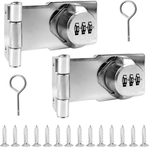 Password Hasp Locks, 90 Degree Barn Door Lock, Keyless Combination Lock for Small Doors, Cabinets, Barn Door, Bathroom, Outdoor, Garden (Black-1pc, 97mm) in Saudi Arabia