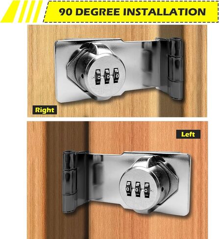 Password Hasp Locks, 90 Degree Barn Door Lock, Keyless Combination Lock for Small Doors, Cabinets, Barn Door, Bathroom, Outdoor, Garden (Black-1pc, 97mm) in Saudi Arabia