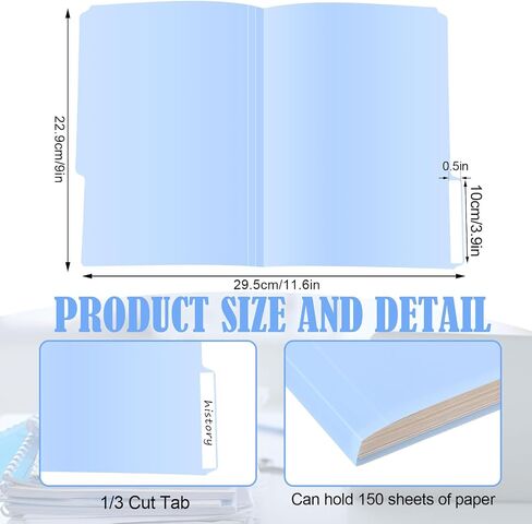 100 Pcs Plastic Manila File Folders Letter Size Waterproof 5 Colored 1/3 Cut Tabs Folders with Sticky Labels Plastic Folders 11.6 x 9 Inch File Folders for School Office in Saudi Arabia