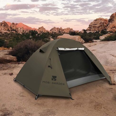 خيمة تخييم MOBI GARDEN تتسع لشخصين أو شخصين، خيمة خفيفة الوزن تحمل على الظهر مقاومة للماء والرياح، خيم خارجية مزدوجة الطبقات للتخييم والمشي لمسافات طويلة والسفر لتسلق الجبال in Kuwait