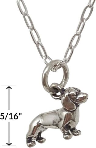 Sterling Silver Tiny Dachshund German Wiener Dog 3D Charm Necklace, 18" in Saudi Arabia