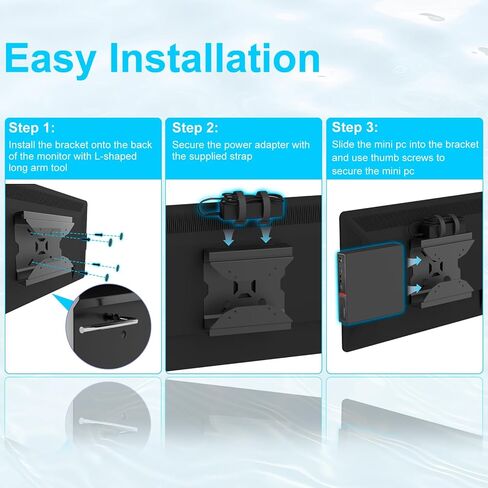 حامل لجهاز Lenovo Mini PC VESA لجهاز Lenovo ThinkCentre M600 M700 M710Q M715q M720Q M73 M800z M900 M910Q دعامة تثبيت لأجهزة الكمبيوتر المكتبية الصغيرة لجدار الذراع VESA وحامل تحت المكتب in Kuwait