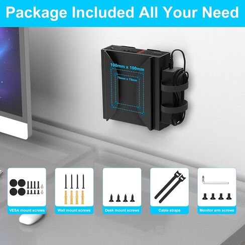 حامل لجهاز Lenovo Mini PC VESA لجهاز Lenovo ThinkCentre M600 M700 M710Q M715q M720Q M73 M800z M900 M910Q دعامة تثبيت لأجهزة الكمبيوتر المكتبية الصغيرة لجدار الذراع VESA وحامل تحت المكتب in Kuwait
