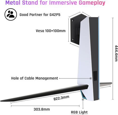 حامل شاشة كمبيوتر KTC للمكتب، حامل شاشة أبيض، مع ضوء RGB، -5° ~ +20° قابل للتعديل للإمالة، 100×100 مم يدعم شاشة الألعاب G42P5 OLED، ملحقات شاشة الكمبيوتر in Kuwait