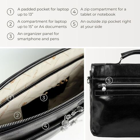 حقيبة جلدية مقاومة للوقت - حقيبة كمبيوتر محمول للأعمال للرجال - حقيبة جلدية إيطالية مصنوعة يدويًا - حقيبة رسول in Kuwait