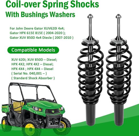 2 Coil-over Spring Shocks With Bushings Washers fit for Gator HPX, HPX 615E 815E; Gator XUV620I 4x4; Gator XUV850D 4x4; Front Left and Right Replaces AM137957 AM135372 in Saudi Arabia