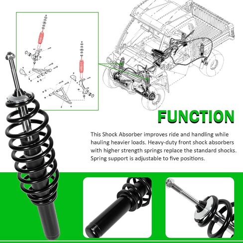 2 Coil-over Spring Shocks With Bushings Washers fit for Gator HPX, HPX 615E 815E; Gator XUV620I 4x4; Gator XUV850D 4x4; Front Left and Right Replaces AM137957 AM135372 in Saudi Arabia