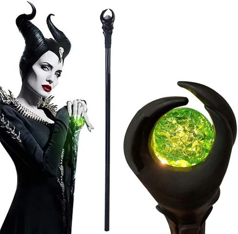 Flylife 51 بوصة طاقم Maleficent الفاخر مع كرة الضوء الأخضر، عصا سحرية صولجان الساحر دعامة الهالوين (الضوء الأخضر) in Saudi Arabia