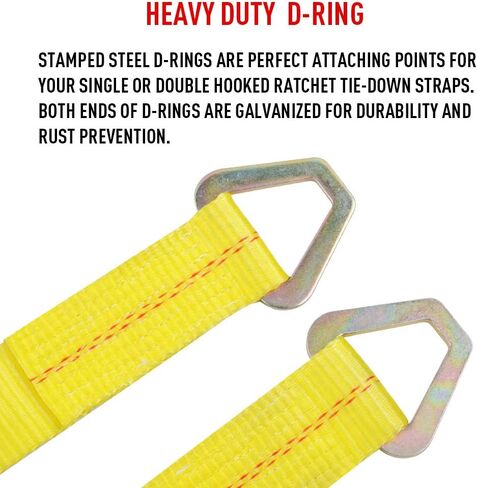 أشرطة ربط طويلة للمحور بطول 5.08 سم × 91.44 سم من Otherya مع حلقة على شكل حرف D وأكمام واقية - سعة 10.000 رطل - أداة سحب السيارات الأوتوماتيكية لسيارات Demco Kar Kaddy Dollys (عبوة من 4 قطع) in Kuwait